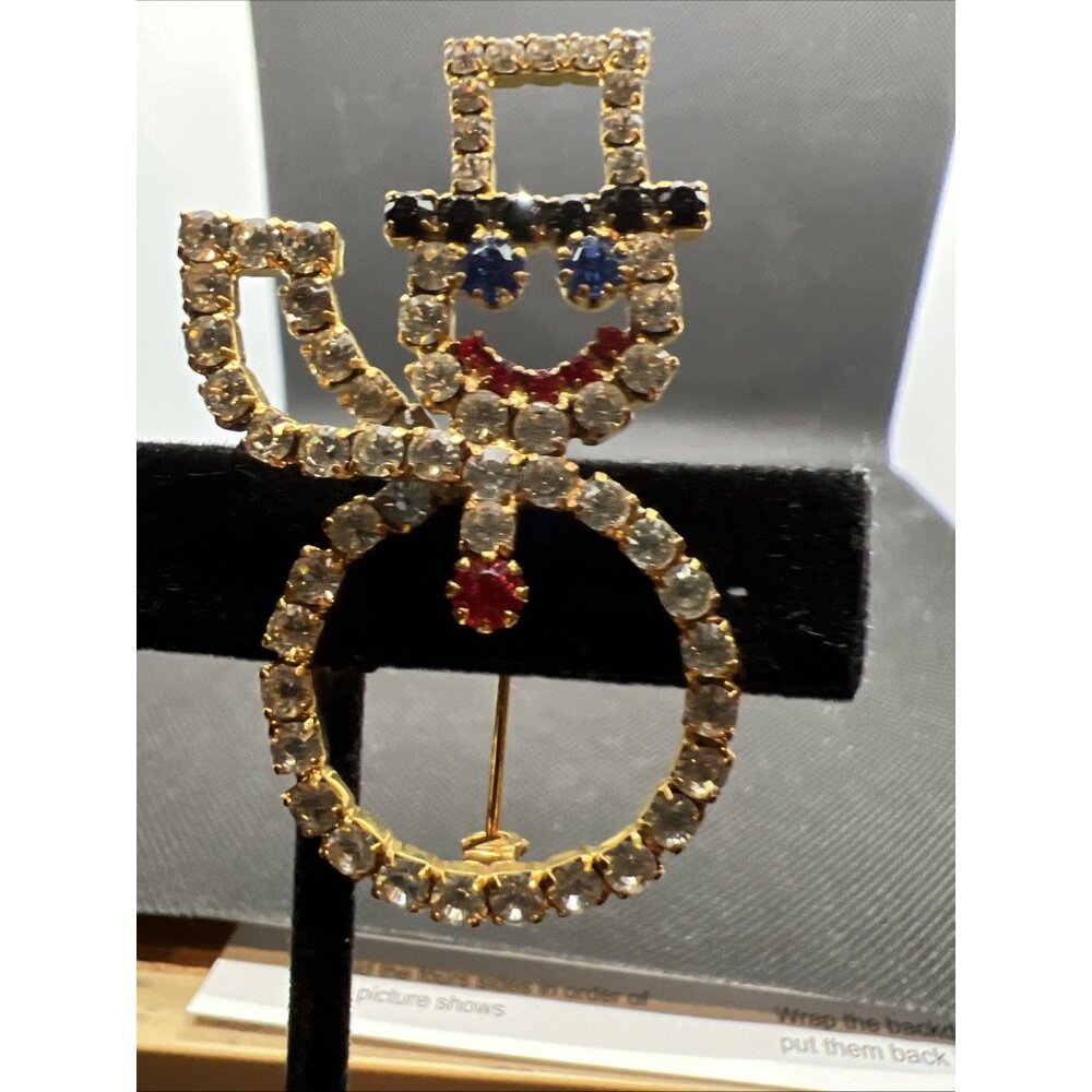 Vtg Open Design Crystal Goldstone  Brooch Sparkly & Cheerful 2" T
